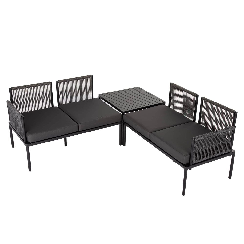 Armadale Deluxe 4 Seater Lounge Set with Coffee Table - Black